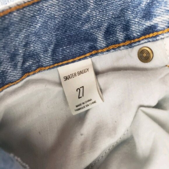 BDG Wide Leg Skater Jean Womens 27 Blue Urban Outfitters Baggy Daisy Distressed - Picture 11 of 15